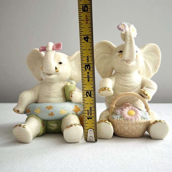 Vintage Lenox Collections 2 Elephant Figurines Sweet Spring & Summer Fun - Picture 3 of 9